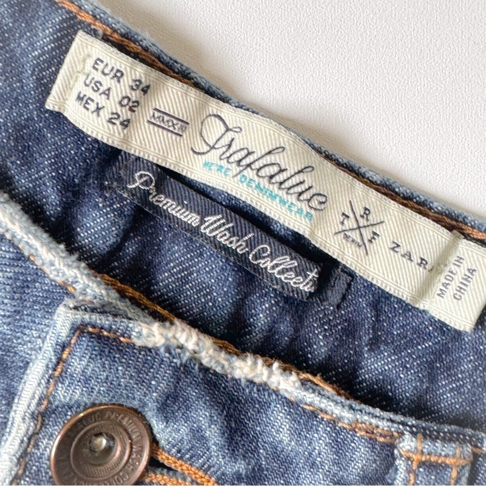 Zara Trafaluc Denim Jean Cut Off Shorts Blue Womens low rise - Picture 6 of 6